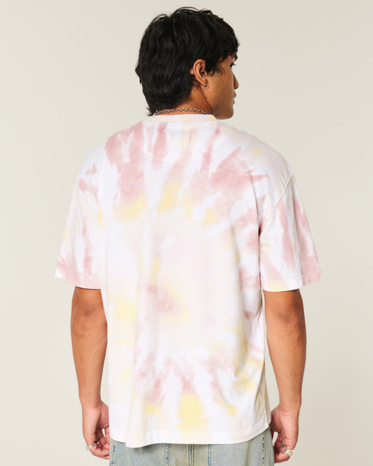 Franela gruesa corte recto tie dye con estampado central