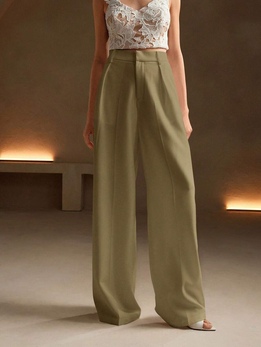 Pantalón recto unicolor