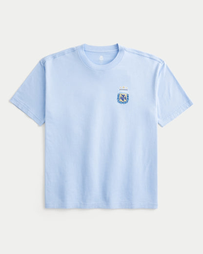 Franela cuello redondo holgada con estampado "Argentina"