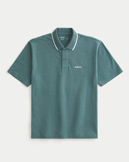 Chemise con cuello ribeteado y logo