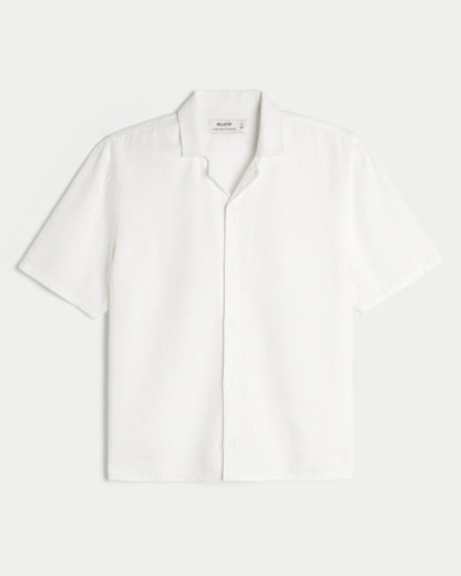 Camisa manga corta de corte cuadrado mezcla de lino
