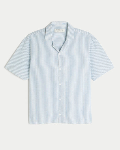 Camisa manga corta de corte cuadrado mezcla de lino