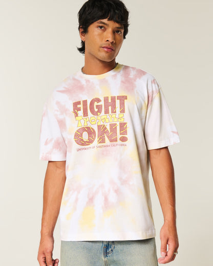 Franela gruesa corte recto tie dye con estampado central