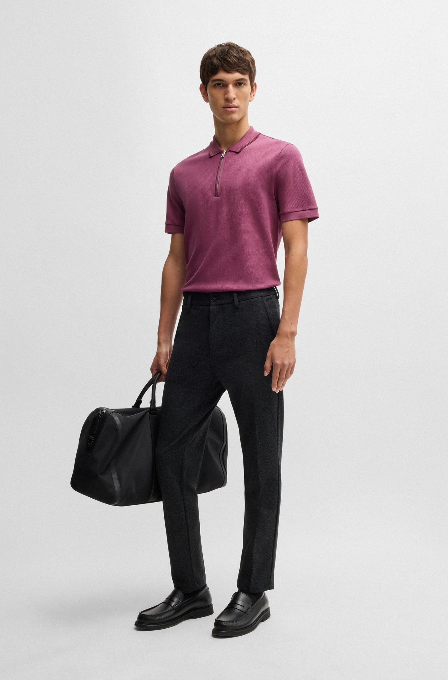 Chemise texturizada unicolor con cremallera