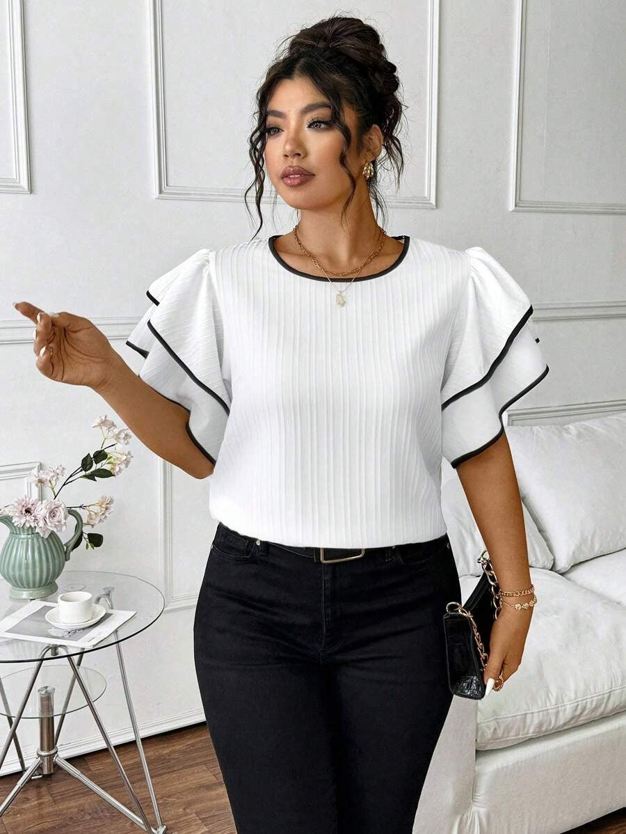 Blusa de mangas con volantes