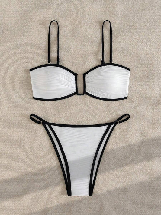 Bikini acanalado con contraste