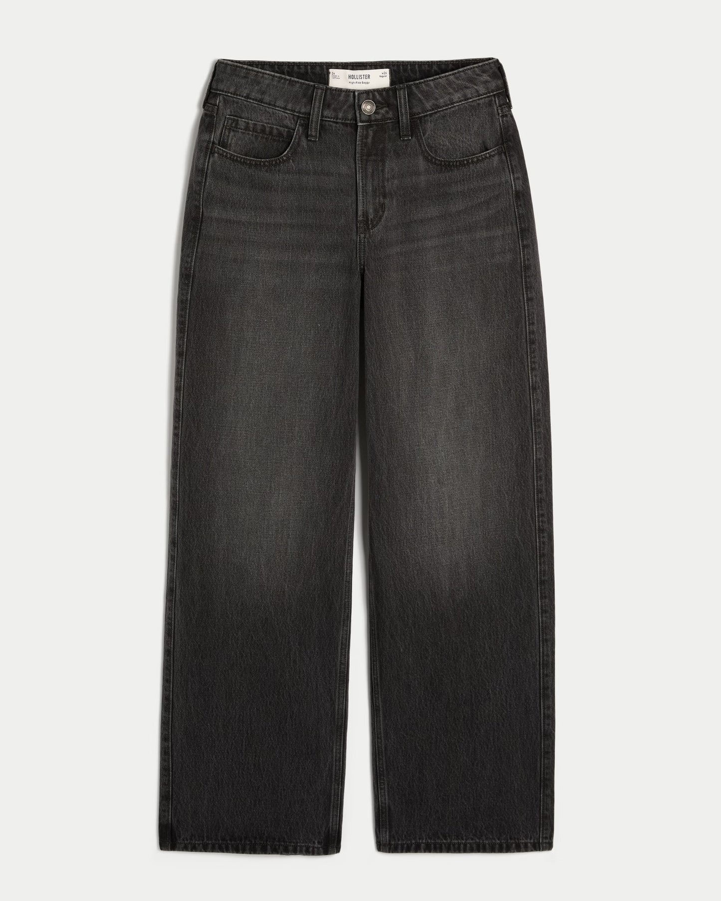 Jeans anchos de tiro alto con lavado
