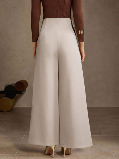 Pantalones de cintura alta y pierna ancha
