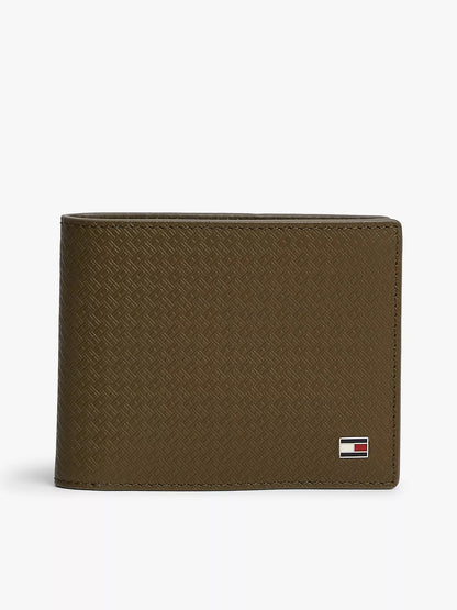 Cartera plegable de cuero con logotipo de bandera estampado