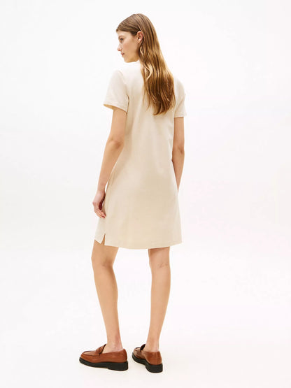 Vestido tela pique unicolor con logo