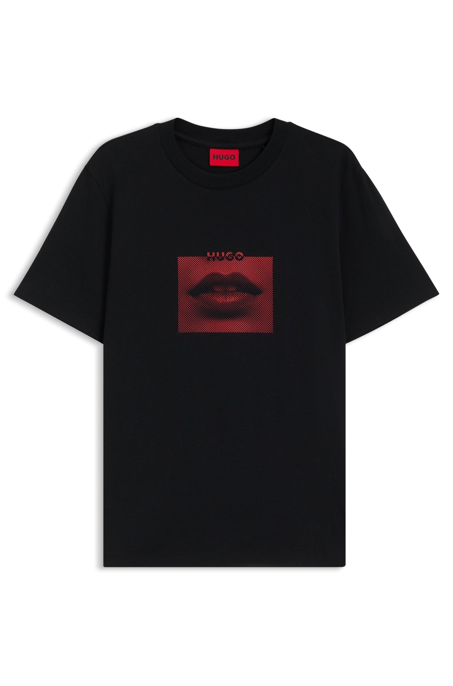 Franela cuello redondo con estampado central de labios