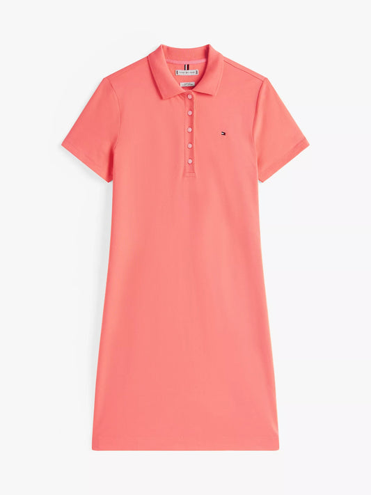Vestido tela pique unicolor con logo